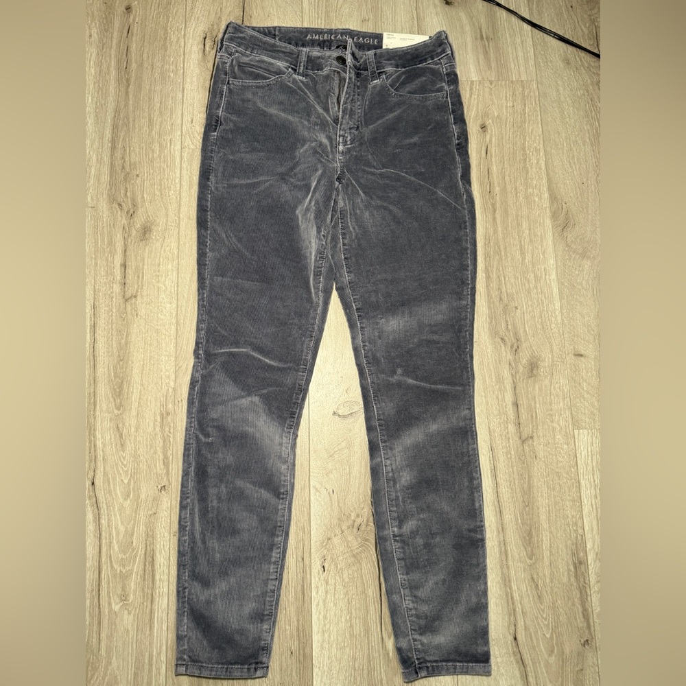 Gray Corduroy Hi Rise Skinny Pants